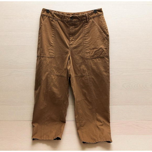 On 34th Wide Leg Pants Size 12 High Rise Carmel Brown Front Square Pocket - Picture 1 of 9